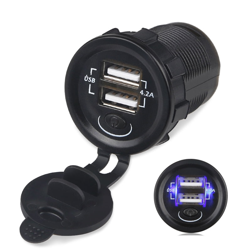 Auto Coche Doble USB 5V 2 X 2,5A Empotrable Toma 12-24V Universal Cargador  Dual