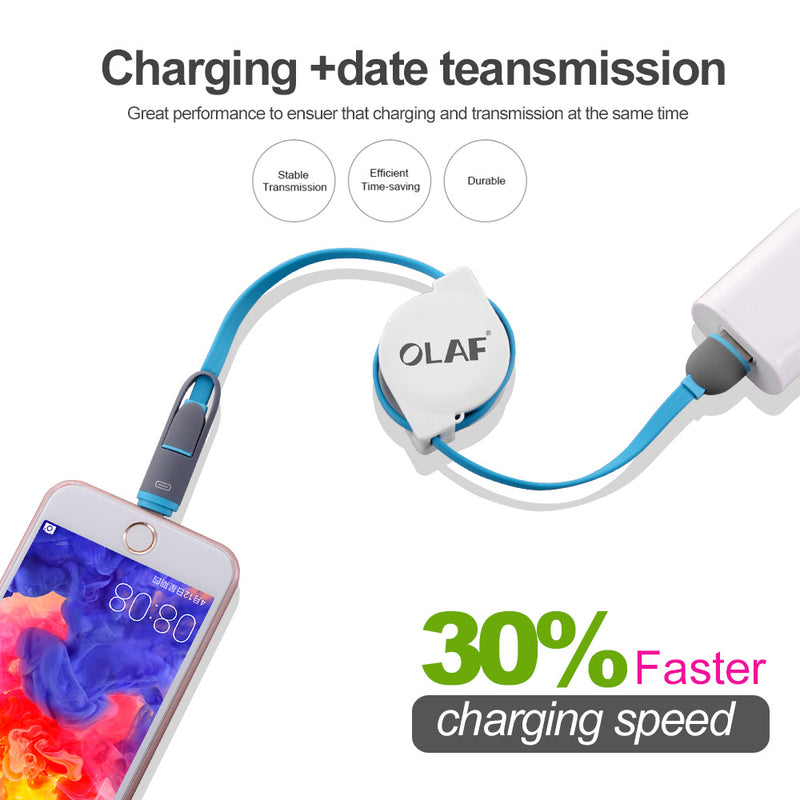 2-in-1 Retractable Micro USB Cable for iPhone