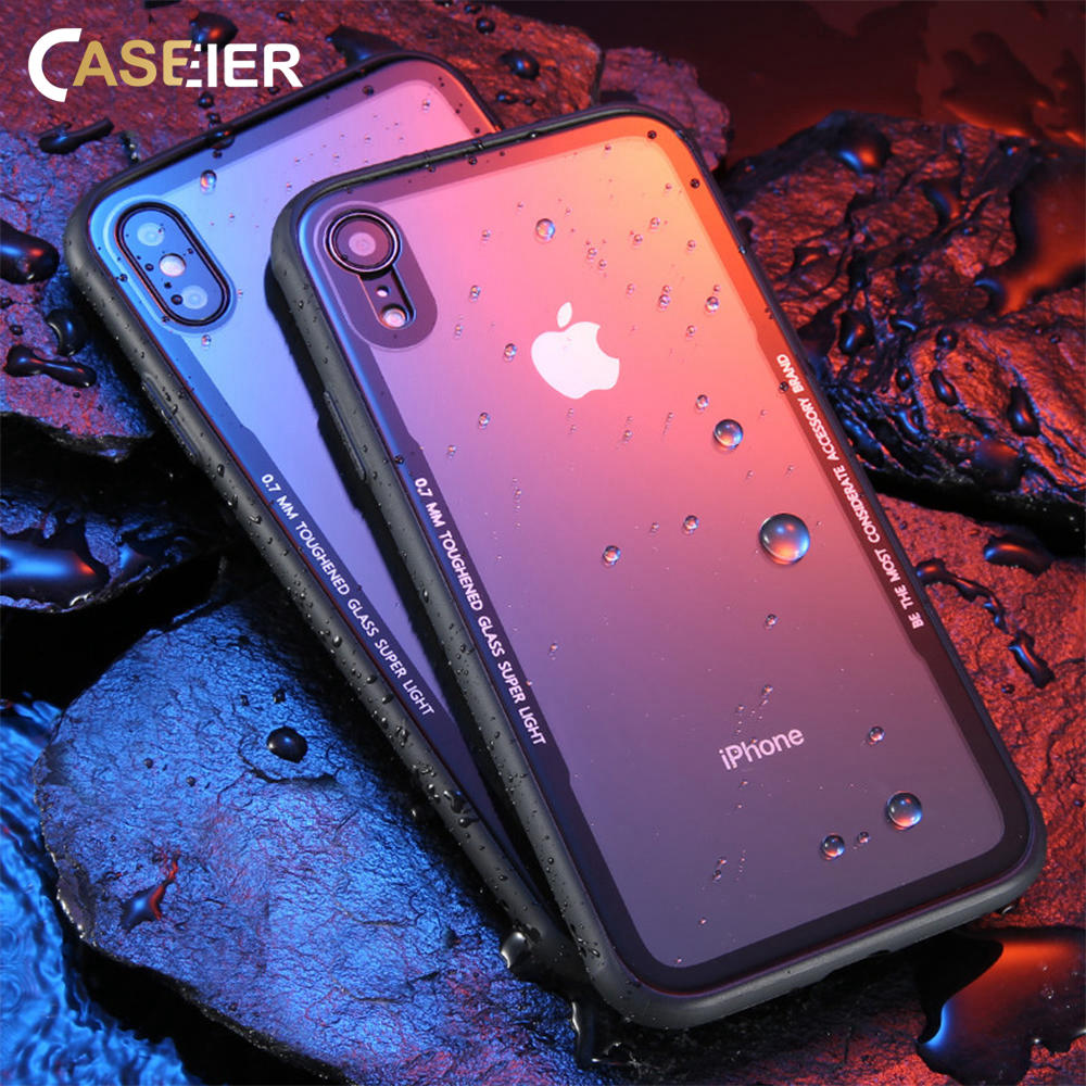 Tempered Glass Phone Case For iPhone 7 8 XR XS Cases Glass Cover For iPhone X XS Max XR 6 6s