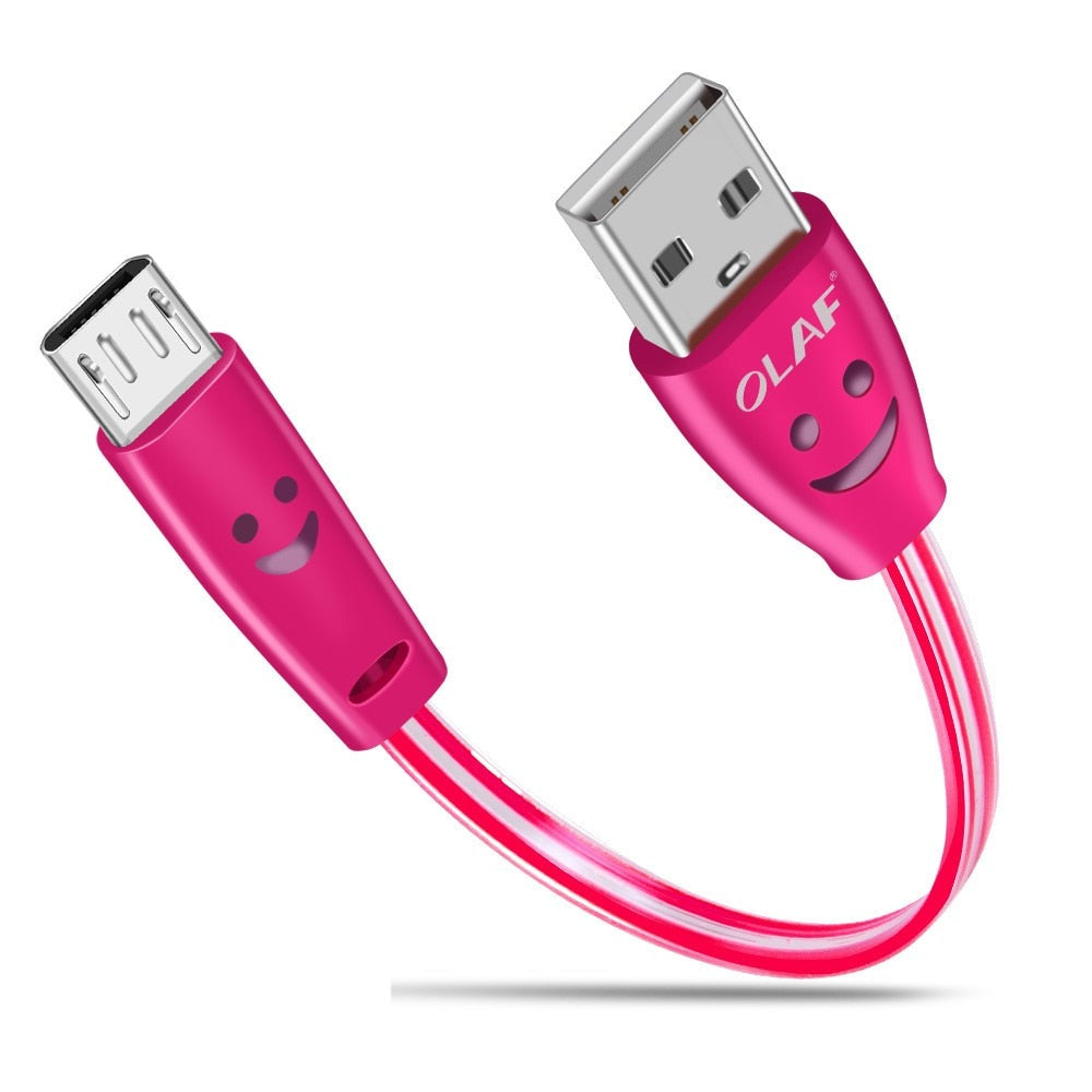 Micro USB Cable Smiling Face Glowing LED Light Fast Charge