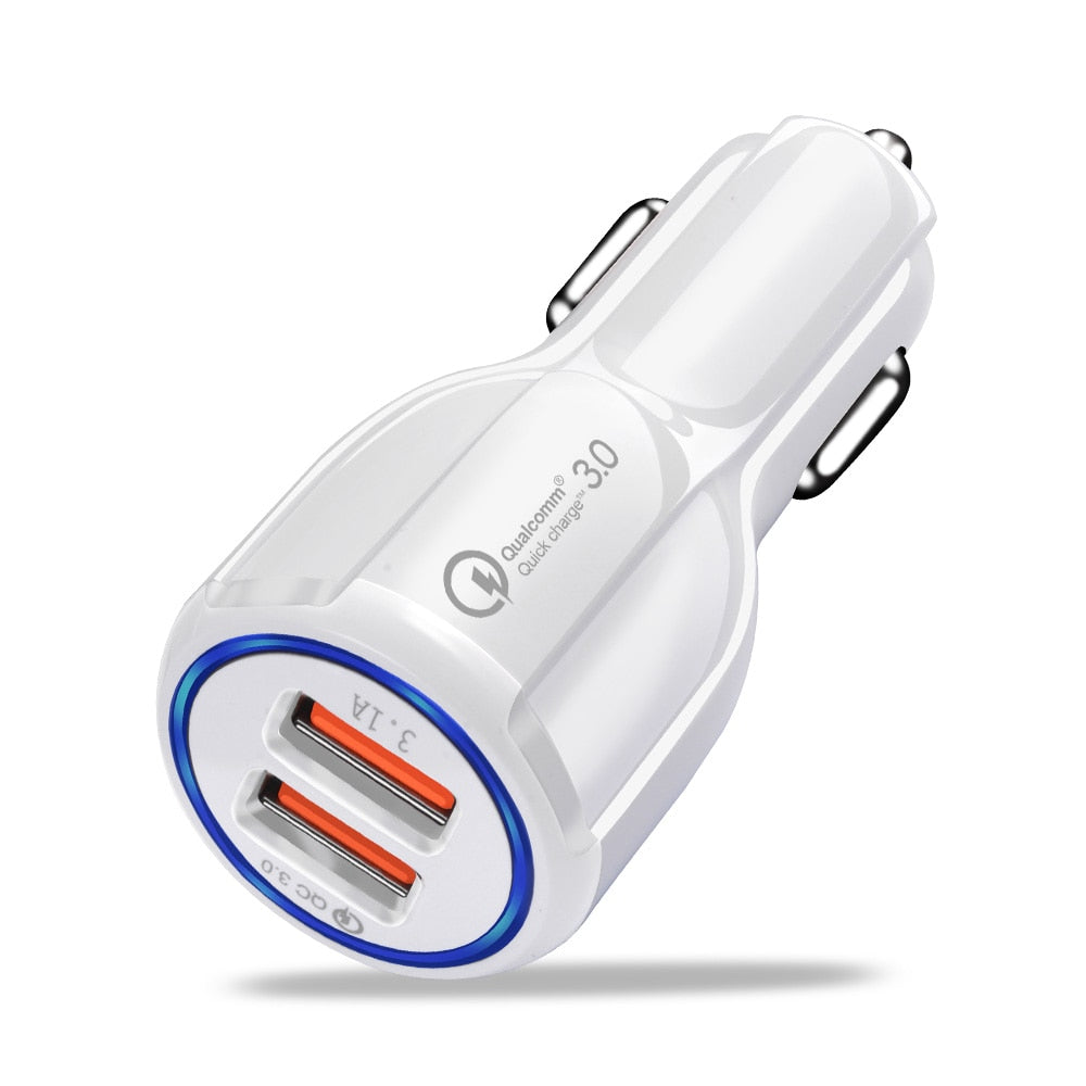 Quick Charge 3.0 Car Charger Portable 5V 3.1A Fast Charging GPS Dual USB Car-Charger For iPhone