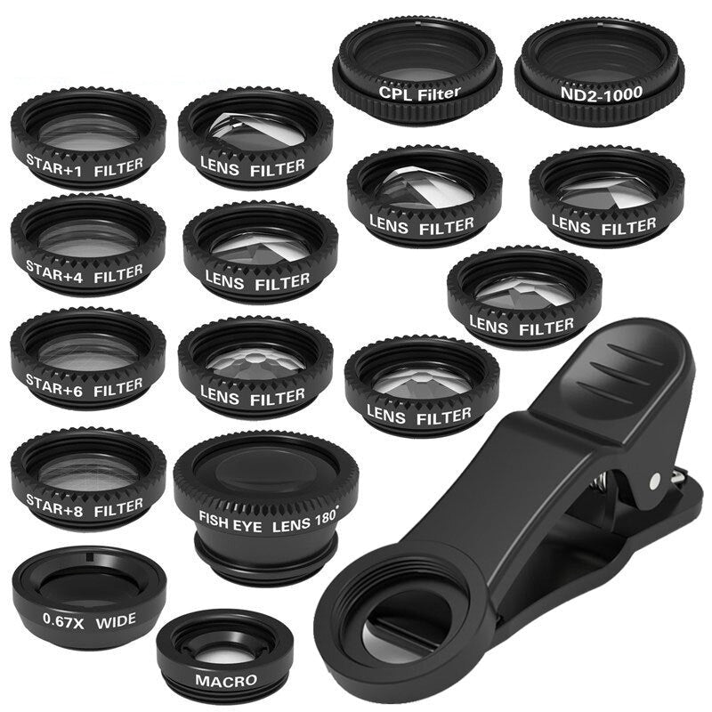 Lens Kit for Macro Mobile Fisheye Prism Star Wide-Angle