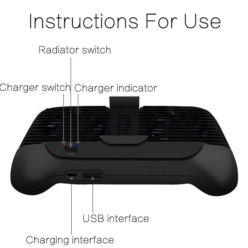 Universal Gamepad Holder Mobile Phone Cooler Cooling Fan With 2000 mAh Power Bank Radiator Mute